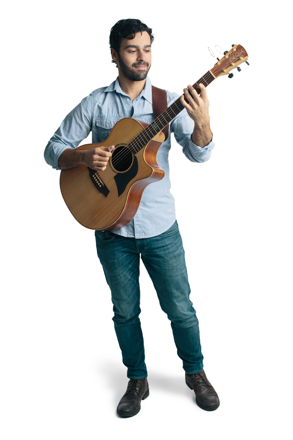 Musician Maneli Jamal plays the guitar