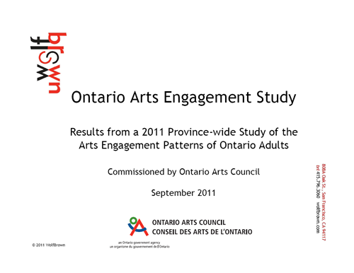 Ontario Arts Engagement Study