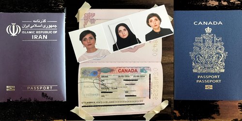 Photograph of several items of identity, namely 2 passports, three small photographs of a woman and an ID card